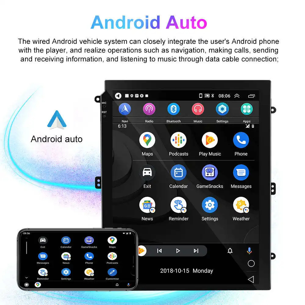 Naviyun 9,7 pulgadas Vertical estilo Tesla pantalla táctil Android reproductor Multimedia para coche con sistema Gps Android Radio para coche