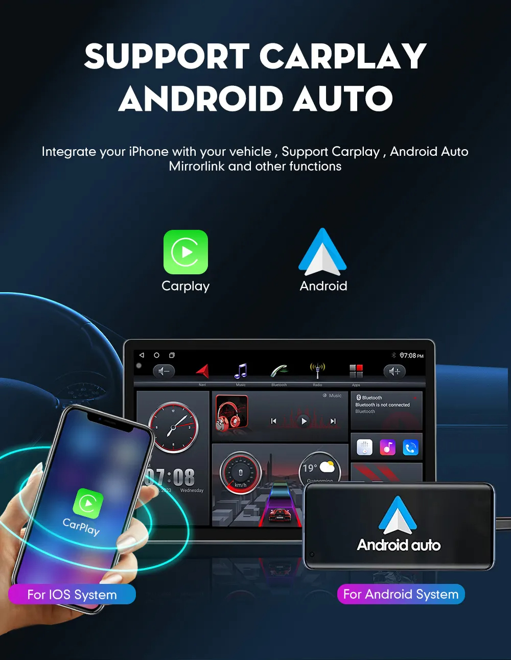 1din Android System 13 pulgadas 2+32 GB Mp5 reproductor 1920*1200 HD IPS reproductor de audio android radio de coche con rotación