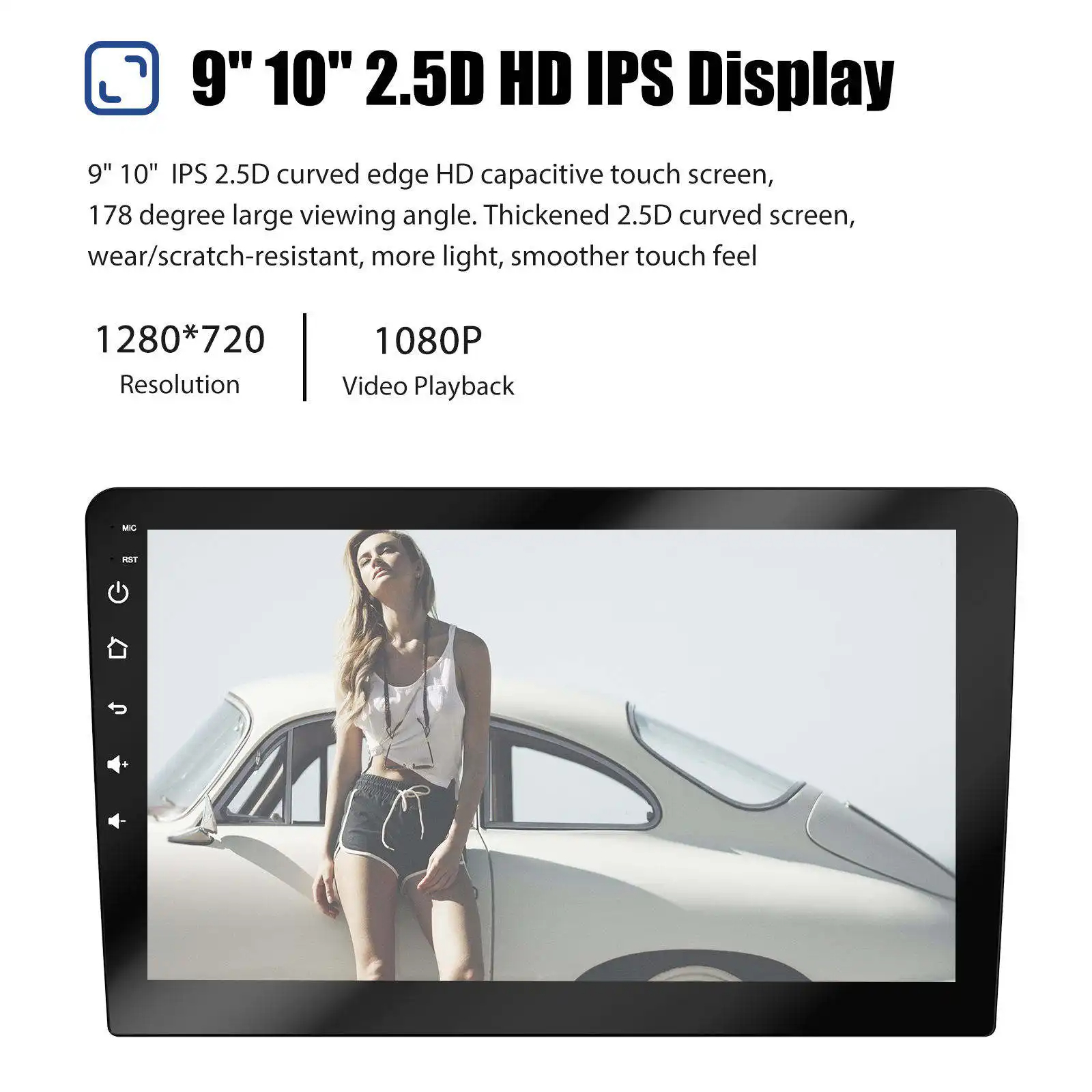 Reproductor Universal Android 12 de 9/10 pulgadas, 8 + 128GB, resolución 2k, Radio con pantalla táctil para coche, estéreo, Android, con WIFI, Carplay, GPS