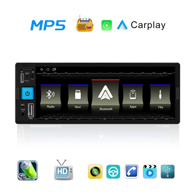 Reproductor Multimedia Android 6,2 pulgadas 1Din Radio de coche pantalla táctil estéreo de coche navegación bluetooth cámara trasera reproductor mp3 mp5