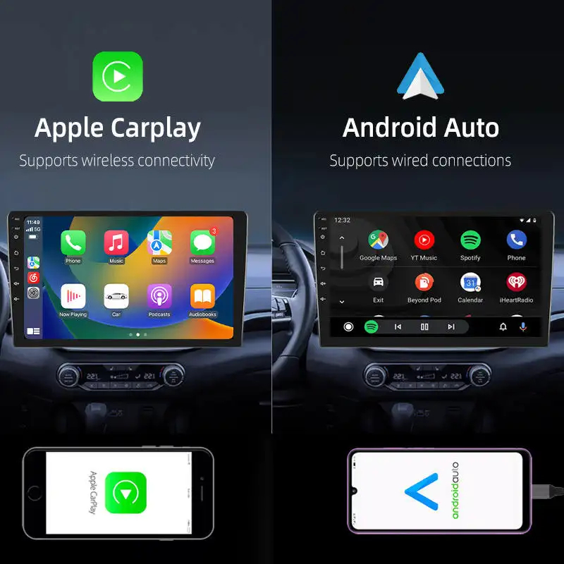Radio de coche inalámbrica Carplay Android Auto 2 Din 7'/9' navegador GPS reproductor MP5 pantalla IPS Wi-Fi FM BT estéreo para coche