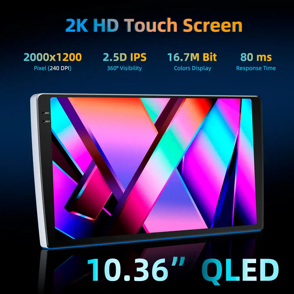 1Din 9/10 pulgadas Multimedia estéreo pantalla táctil Autoradio QELD2000 * 1200 reproductor de Audio de pantalla reproductor Android TS10 Quad Core Radio de coche
